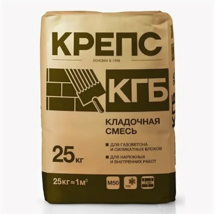 Кладочная смесь для ячеистых блоков Крепс КГБ, 25 кг
