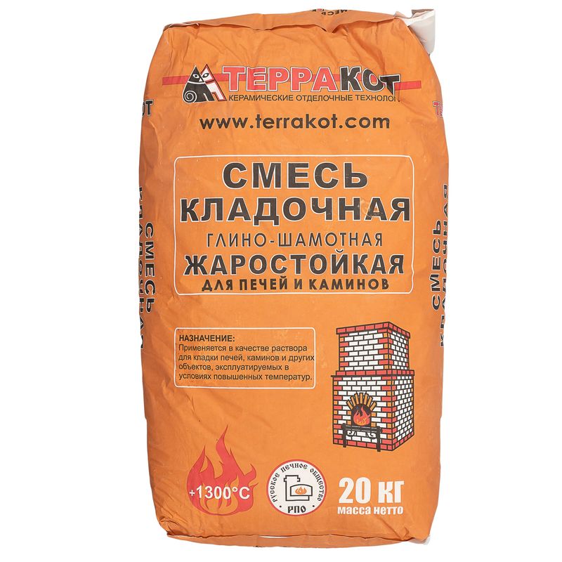 Кладочная смесь жаростойкая для печей и каминов Терракот, 20 кг