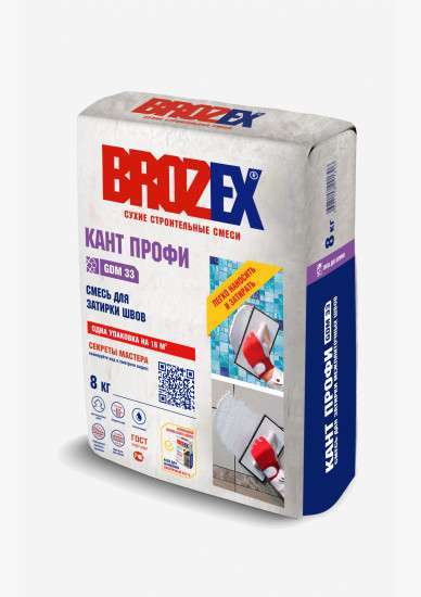 Затирка для швов КАНТ ПРОФИ белая 8 кг BROZEX