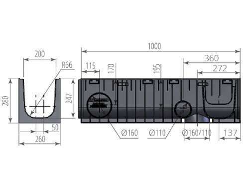 Лоток ЛВП Norma DN200 H280 - миниатюра 2