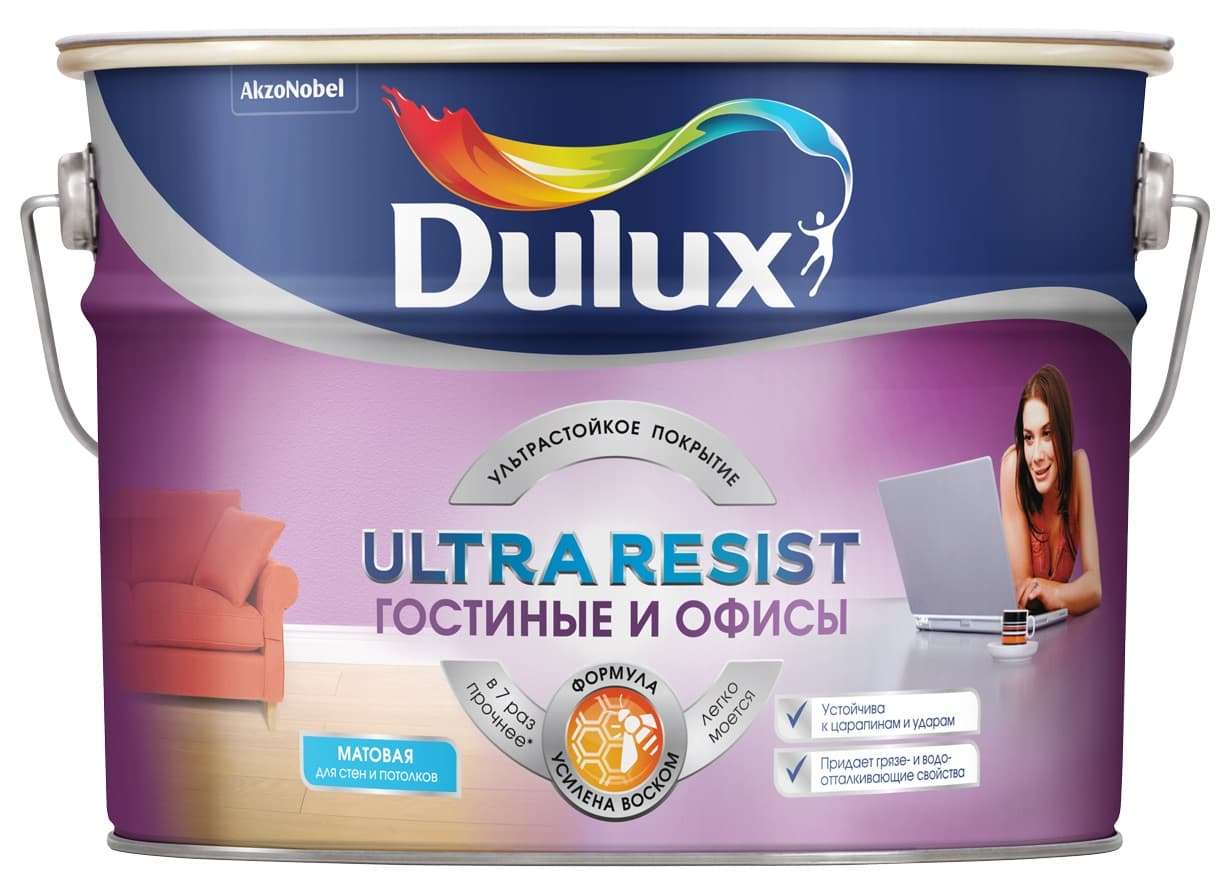 Интерьерная водно-дисперсионная краска Ultra Resist Гостиные и Офисы 10л.