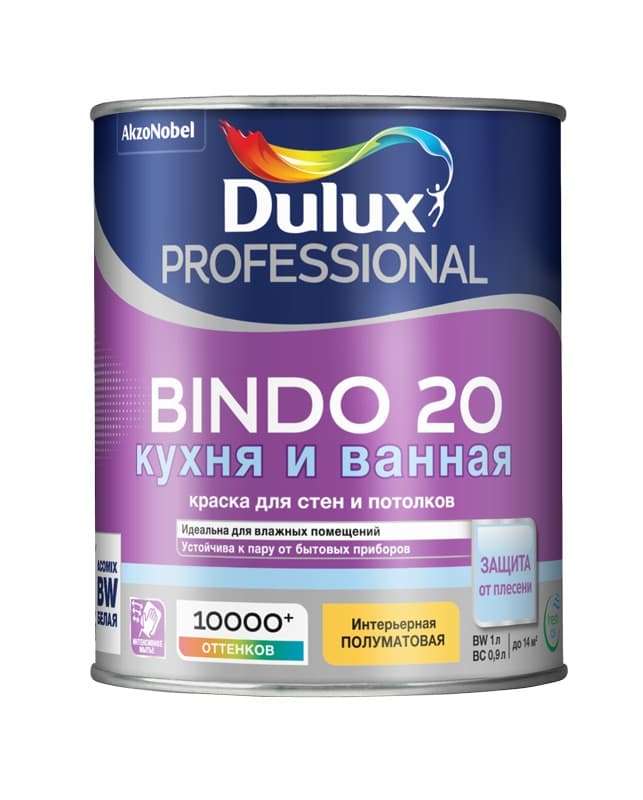Интерьерная водно-дисперсионная полуматовая краска Bindo 20 1л.
