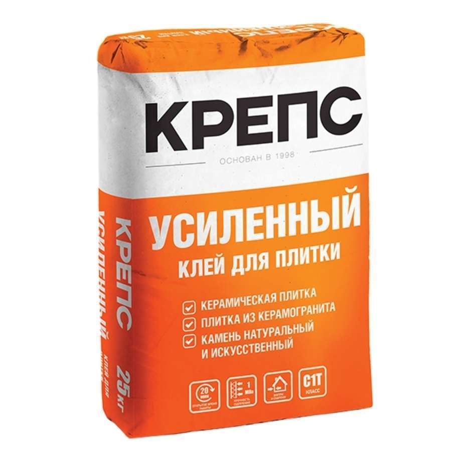 Клей для плитки (С1 T) Крепс Усиленный, 25кг