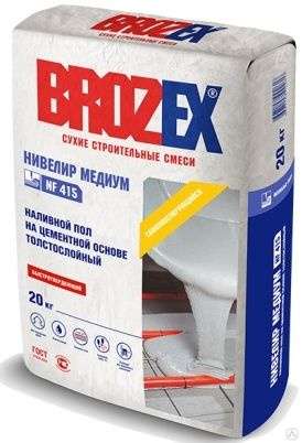 Наливной пол на цементной основе толстослойный BROZEX NF 415 НИВЕЛИР МЕДИУМ, 20 кг