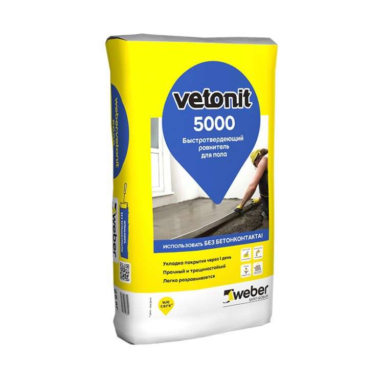 Ровнитель для пола Weber.Vetonit 5000 быстротвердеющий, 25 кг