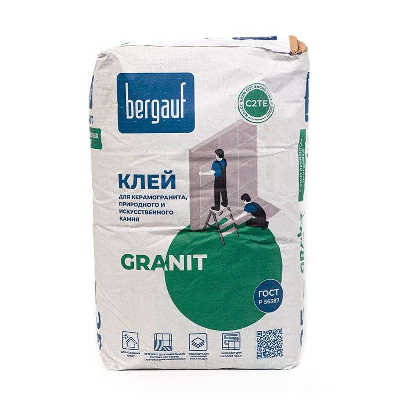 Клей для плитки (С2 Т Е) Bergauf Keramik Granit, 25 кг - миниатюра 2