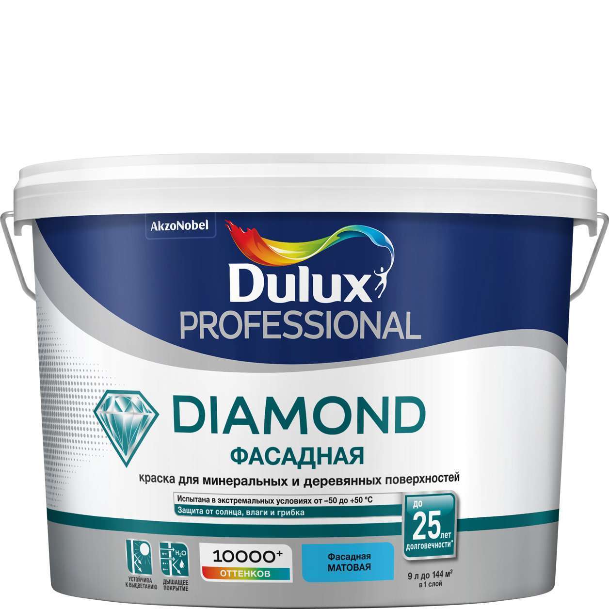 Водно-дисперсионная краска для фасадных работ Diamond Фасадная гладкая 9л.