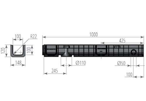 Лоток ЛВП Norma DN100 H120 - миниатюра 2