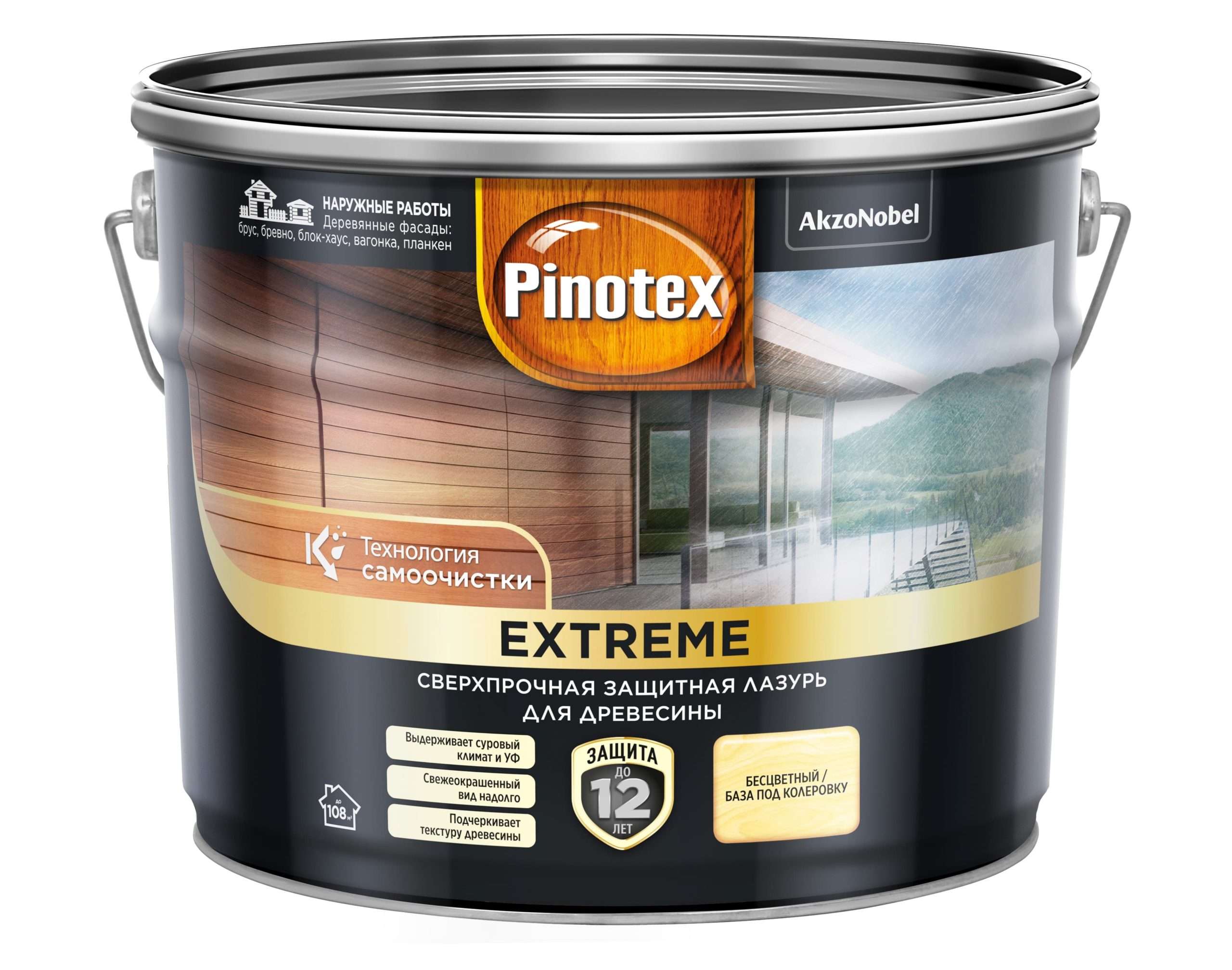 Деревозащитная лазурь для наружных работ Pinotex Extreme 9л.