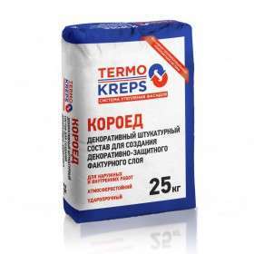 Штукатурка декоративная ТермоКрепс Короед, зерно 1,5 мм, белая, 25 кг