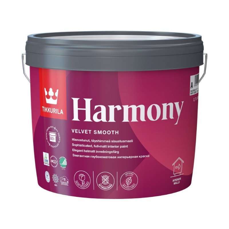 Интерьерная водно-дисперсионная глубокоматовая краска Tikkurila Harmony 2,7л.
