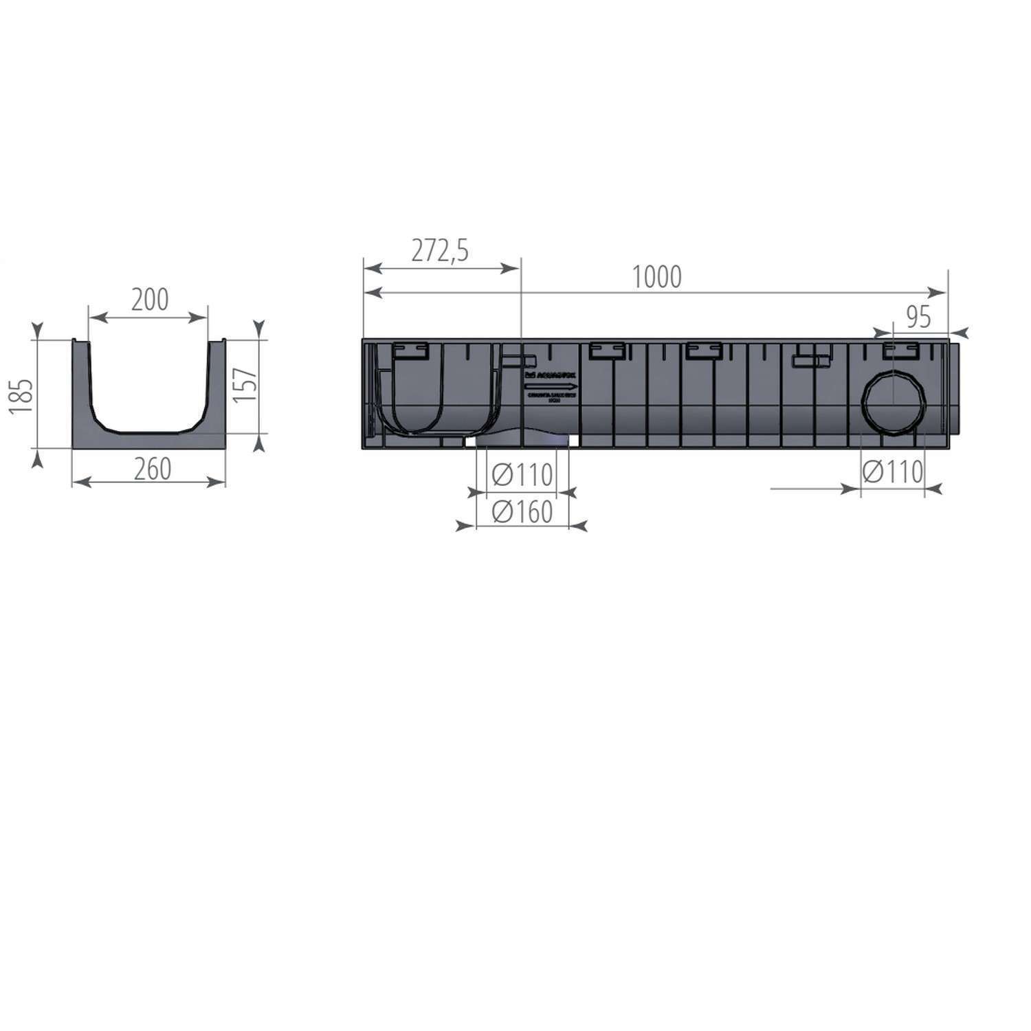 Лоток ЛВП Norma DN200 H185 - миниатюра 2