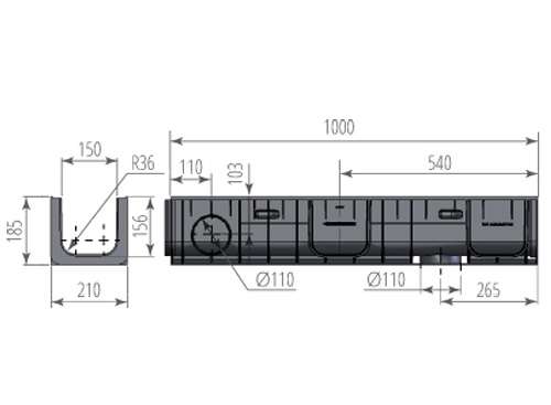 Лоток ЛВП Norma DN150 H185 - миниатюра 2