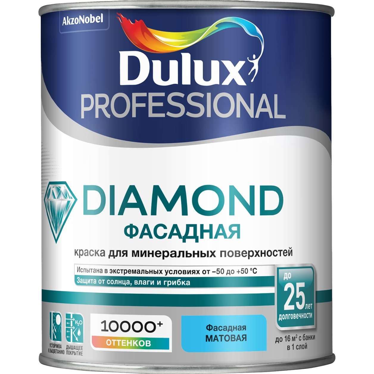 Водно-дисперсионная краска для фасадных работ Diamond Фасадная гладкая 1л.
