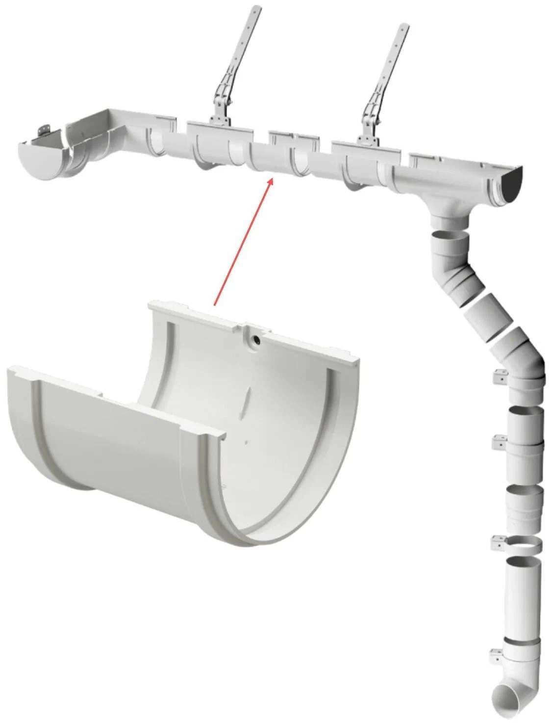Соединитель желобов ПВХ DÖCKE LUX, пломбир RAL9003 - миниатюра 3