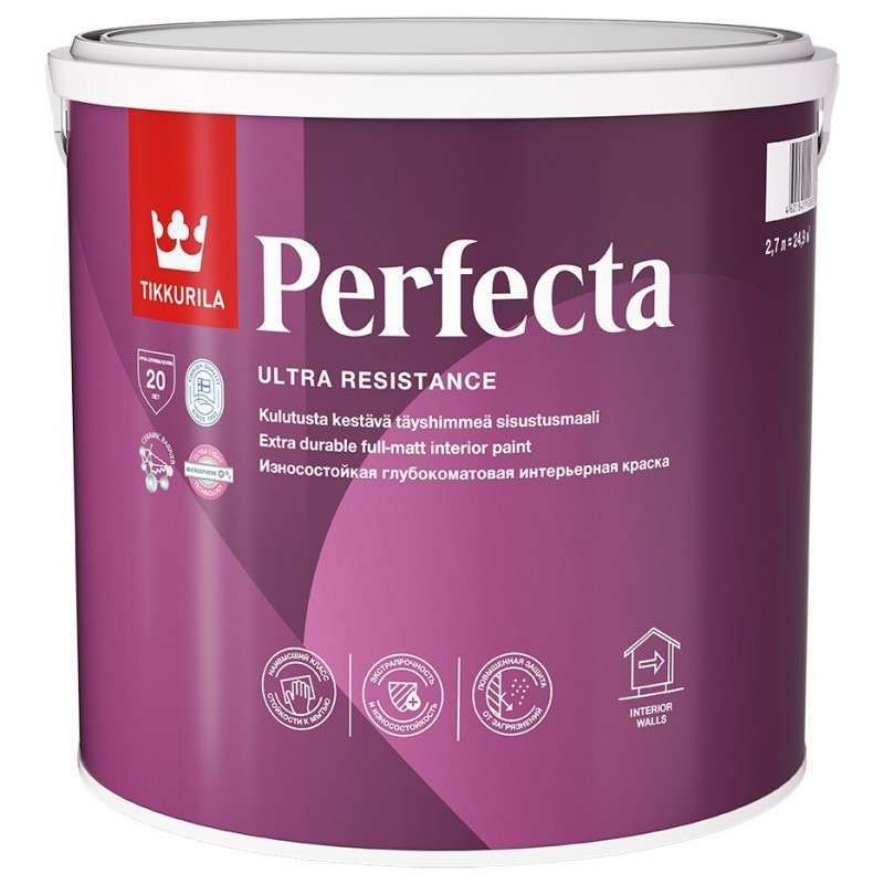 Интерьерная водно-дисперсионная глубокоматовая краска Tikkurila Perfecta 2,7л.