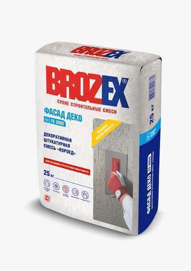 Штукатурка декоративная BROZEX ФАСАД ДЕКО FS-3002 Короед, 25 кг - фото 3